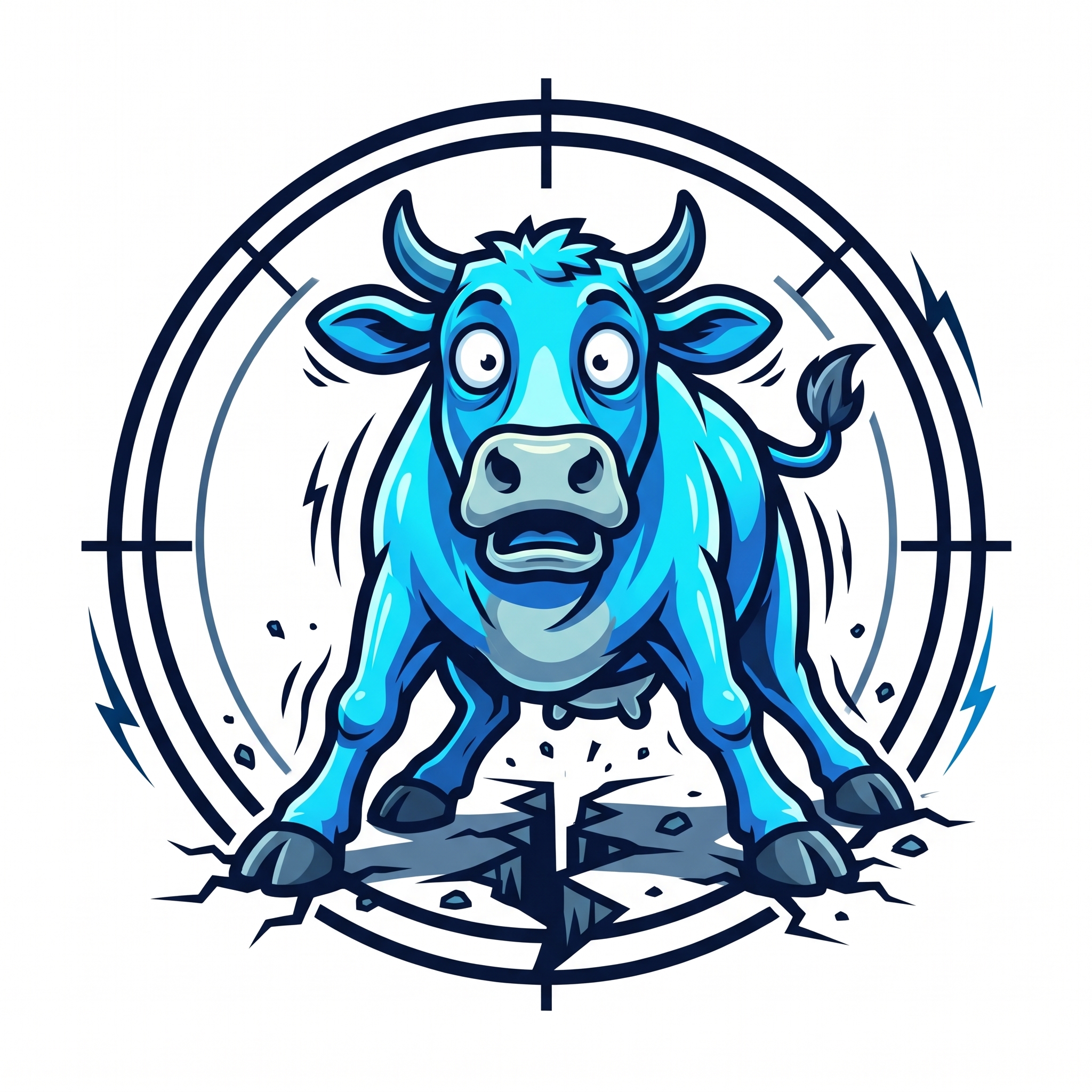 Shake — blue cow over shaking ground logo
